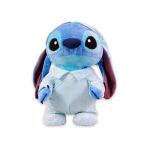 Stitch knuffel in blauwe pyjama en slaapmuts, 100% officiële Disney merchandise.