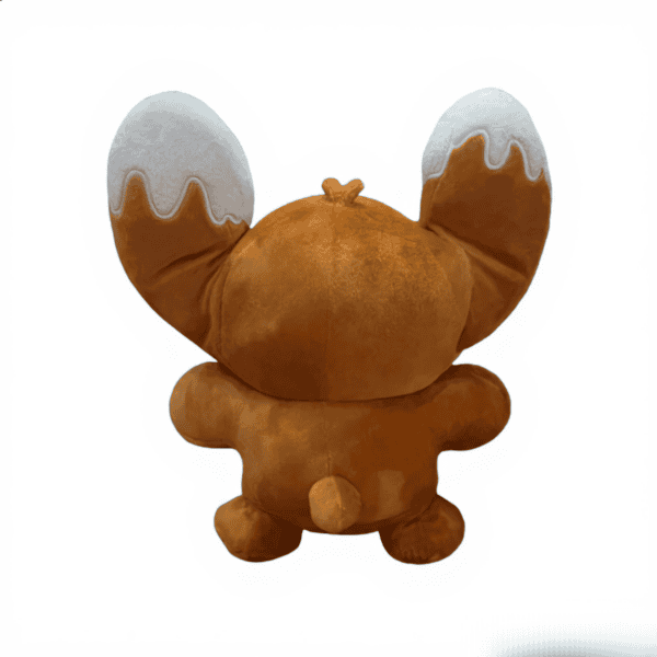 Pluche Stitch gemberkoek knuffel achteraanzicht, blauw met witte accenten