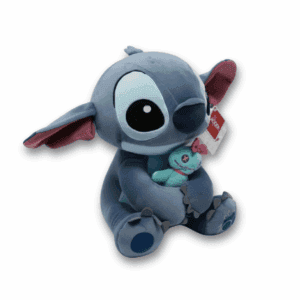 3/4 weergave van de officiële Disney 100 Jaar jubileum Stitch pluche knuffel, 20 cm