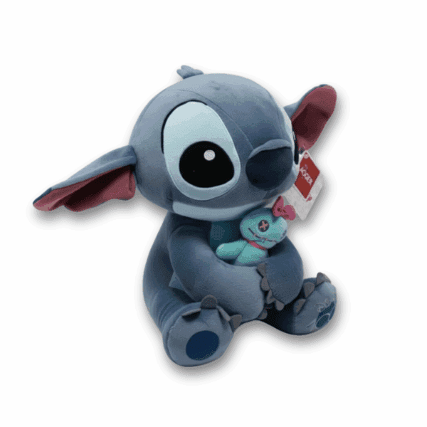 3/4 weergave van de officiële Disney 100 Jaar jubileum Stitch pluche knuffel, 20 cm