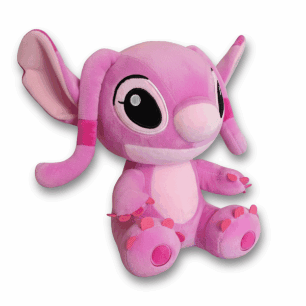 Driekwart aanzicht van een roze Angel knuffel van 25 cm
